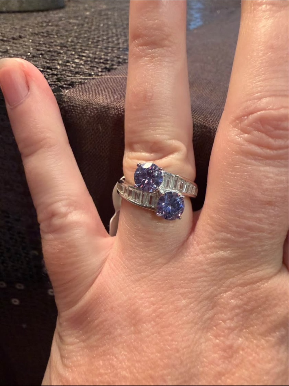 Brand New Silver Double Halo Ring. Platinum Over Sterling in Size 5